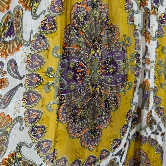 Anthropologie Akemi + Kin Mustard Medallion Paisley Print Maxi Dress Boho Small - Picture 7 of 9